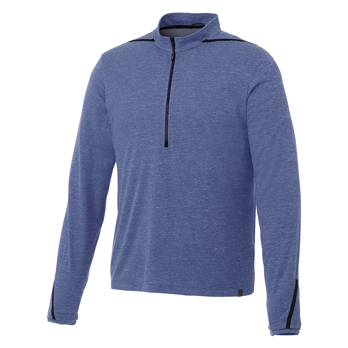 Elevate Men's Metro Blue Heather/Black Dege Eco Knit Half Zip 3 Elevate Men's Metro Blue Heather/Black Dege Eco Knit Half Zip