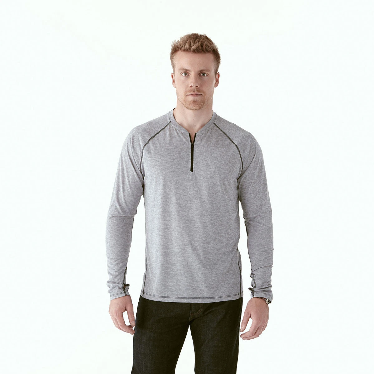 Elevate Men's Heather Grey Quadra Long Sleeve Shirt 5 Elevate Men's Heather Grey Quadra Long Sleeve Shirt - Image 3