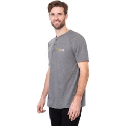 Elevate Men's Heather Charcoal Somoto Eco Short Sleeve Henley -Elevate TM17880 Charcoal Heather HTS