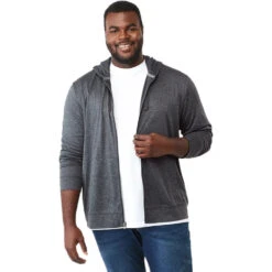 Elevate Men's Heather Dark Charcoal Lavar Eco Knit Full Zip Hoody -Elevate TM18145 Heather Dark Charcoal HTF
