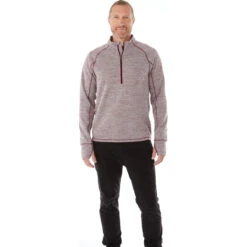 Elevate Men's Maroon Heather Crane Knit Half Zip -Elevate TM18305 384 HTF
