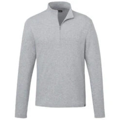 Elevate Men's Heather Grey Rigi Eco Knit Quarter Zip