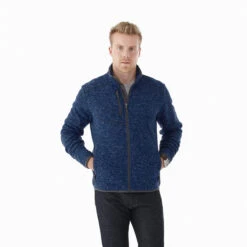Elevate Men's Metro Blue Heather Tremblant Knit Jacket -Elevate TM18610 Metro Blue Heather HTF