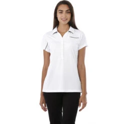 Elevate Women's White/Steel Grey Wilcox Short Sleeve Polo -Elevate TM96309 White Steel Grey HTF