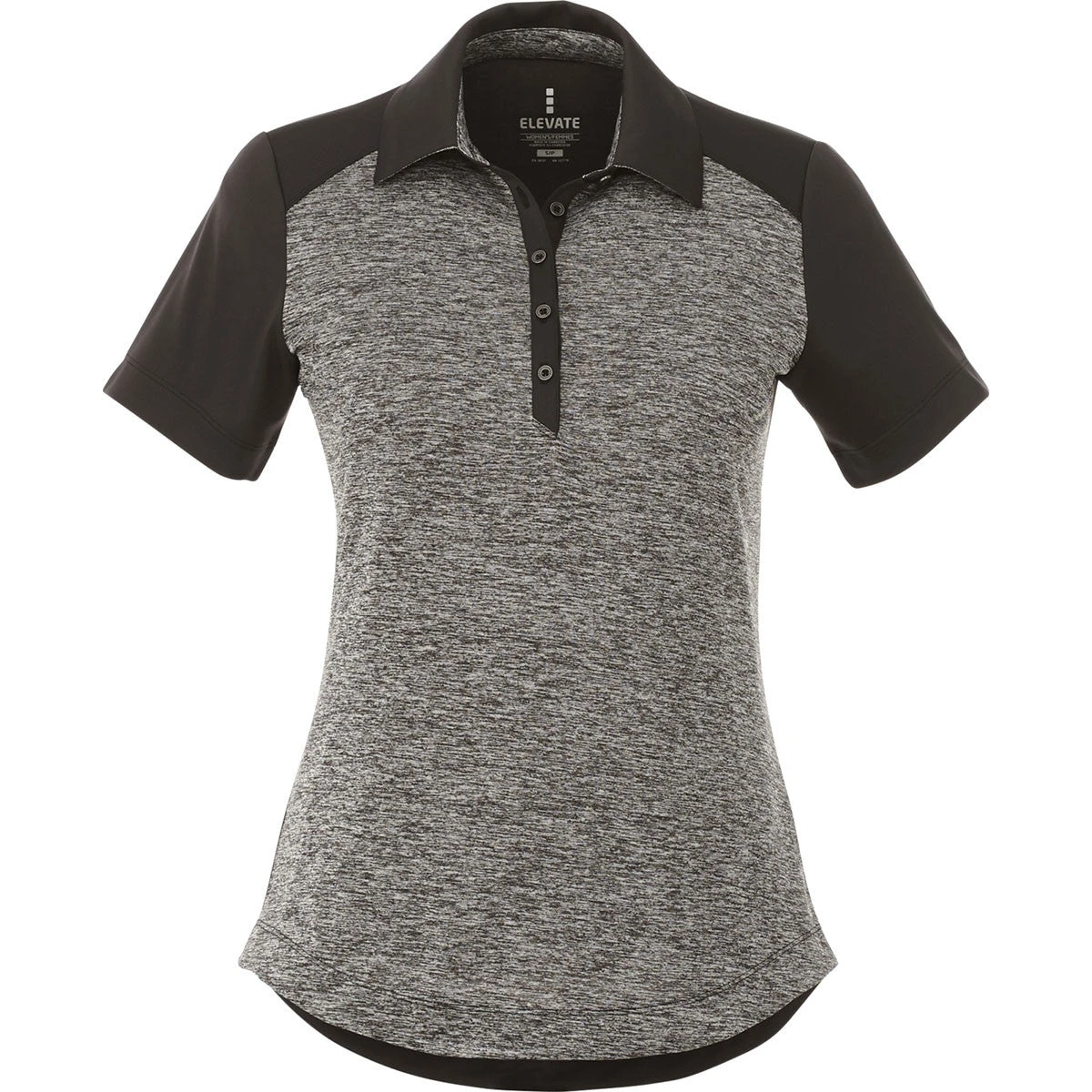 Elevate Women's Heather Dark Charcoal/Black Smoke Sagano Short Sleeve Polo 3 Elevate Women's Heather Dark Charcoal/Black Smoke Sagano Short Sleeve Polo