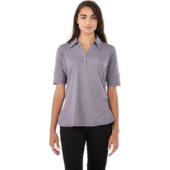 Elevate Women's Dark Plum Torres Short Sleeve Polo -Elevate TM96509 Dark Plum HTF