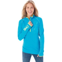 Elevate Women's Aspen Blue/Hi-Liter Green Knew Knit Half Zip 8 Elevate Women's Aspen Blue/Hi-Liter Green Knew Knit Half Zip -Elevate TM97809 Aspen Blue Hi Liter Green HTF