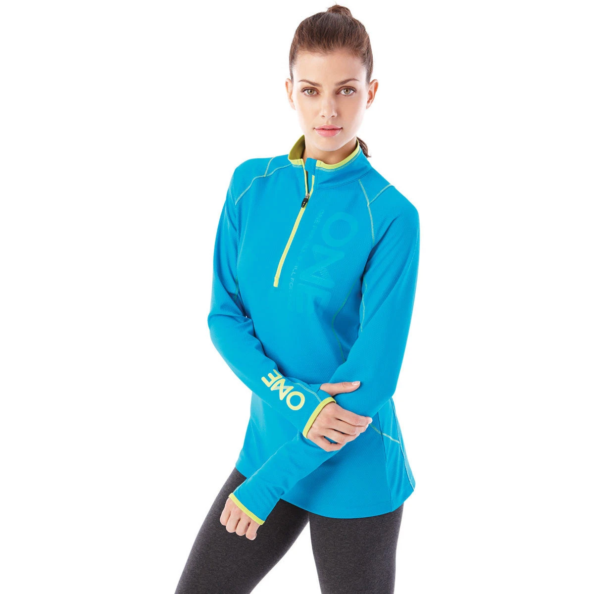 Elevate Women's Aspen Blue/Hi-Liter Green Knew Knit Half Zip 6 Elevate Women's Aspen Blue/Hi-Liter Green Knew Knit Half Zip - Image 4