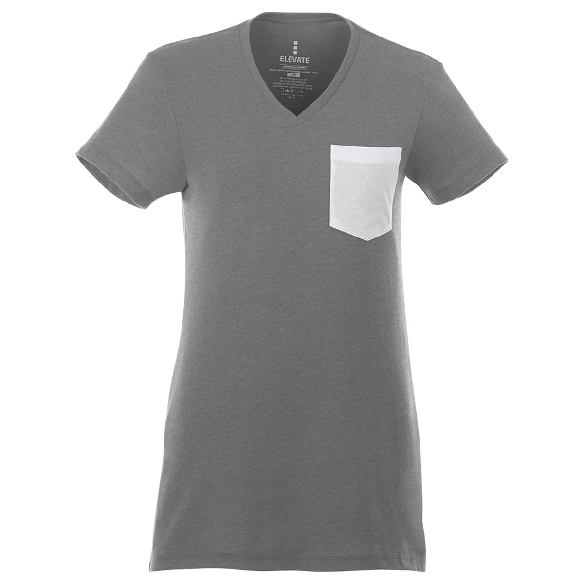 Elevate Women's Heather Dark Charcoal/White Monroe Short Sleeve Pocket Tee 3 Elevate Women's Heather Dark Charcoal/White Monroe Short Sleeve Pocket Tee