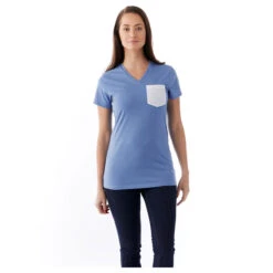 Elevate Women's Sky Heather/White Monroe Short Sleeve Pocket Tee -Elevate TM97815 Sky Heather White HTF