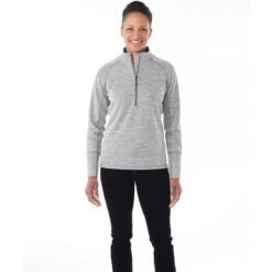 Elevate Women's Heather Charcoal Crane Knit Half Zip -Elevate TM98305 986 HTF