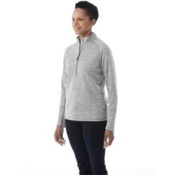 Elevate Women's Heather Charcoal Crane Knit Half Zip -Elevate TM98305 986 HTS
