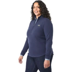 Elevate Women's Vintage Navy Rigi Eco Knit Quarter Zip -Elevate TM98311 Vintage Navy HTS