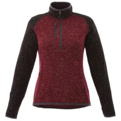 Elevate Women's Maroon Heather/Black Smoke Heather Vorlage Half Zip Knit Jacket