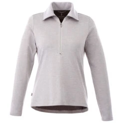 Elevate Women's Heather Grey Stratton Knit Half Zip