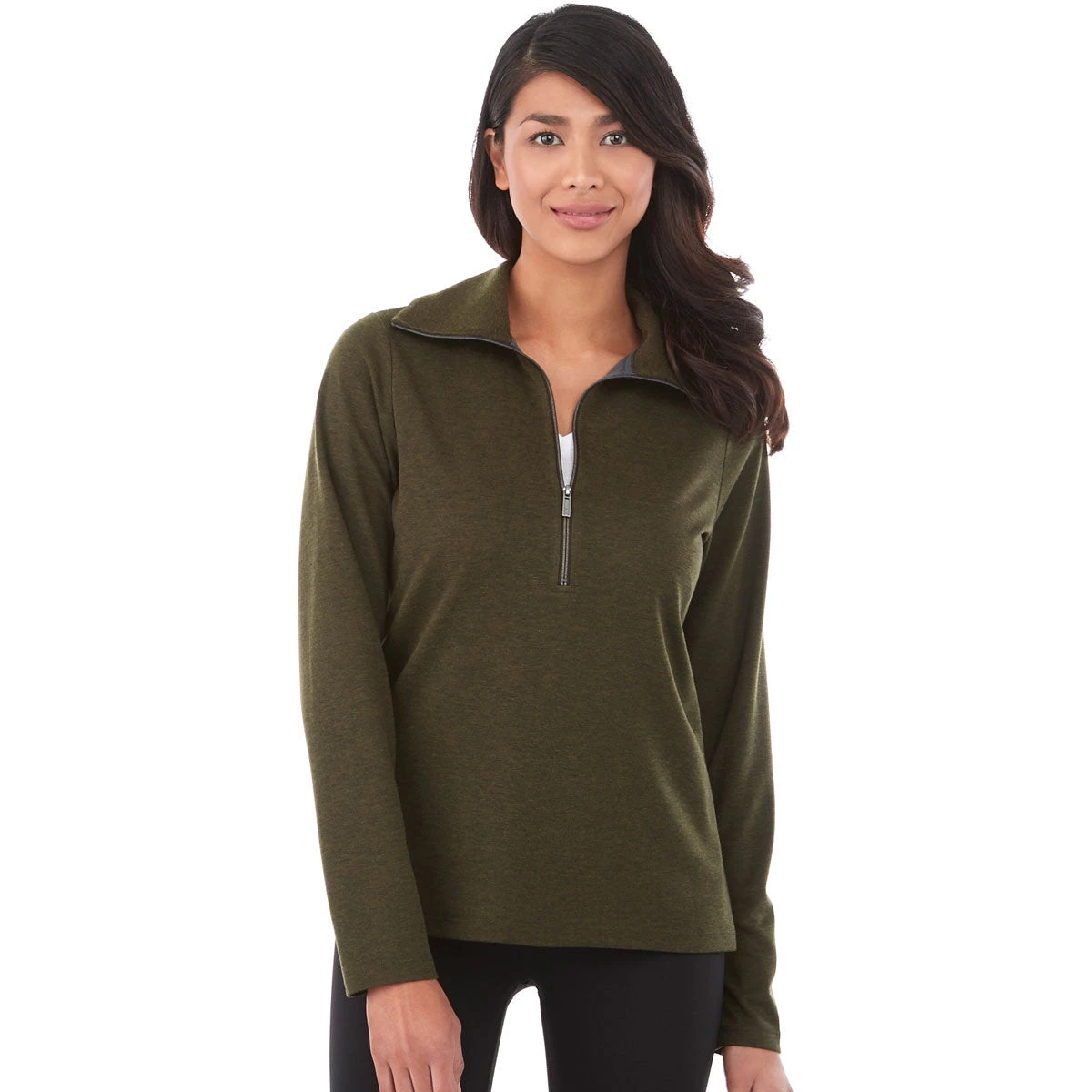 Elevate Women's Loden Heather Stratton Knit Half Zip 5 Elevate Women's Loden Heather Stratton Knit Half Zip - Image 3