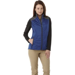 Elevate Women's Metro Blue/Black Smoke Heather Nasak Hybrid Softshel Vest -Elevate TM99546 Metro Blue Black Smoke Heather HTF