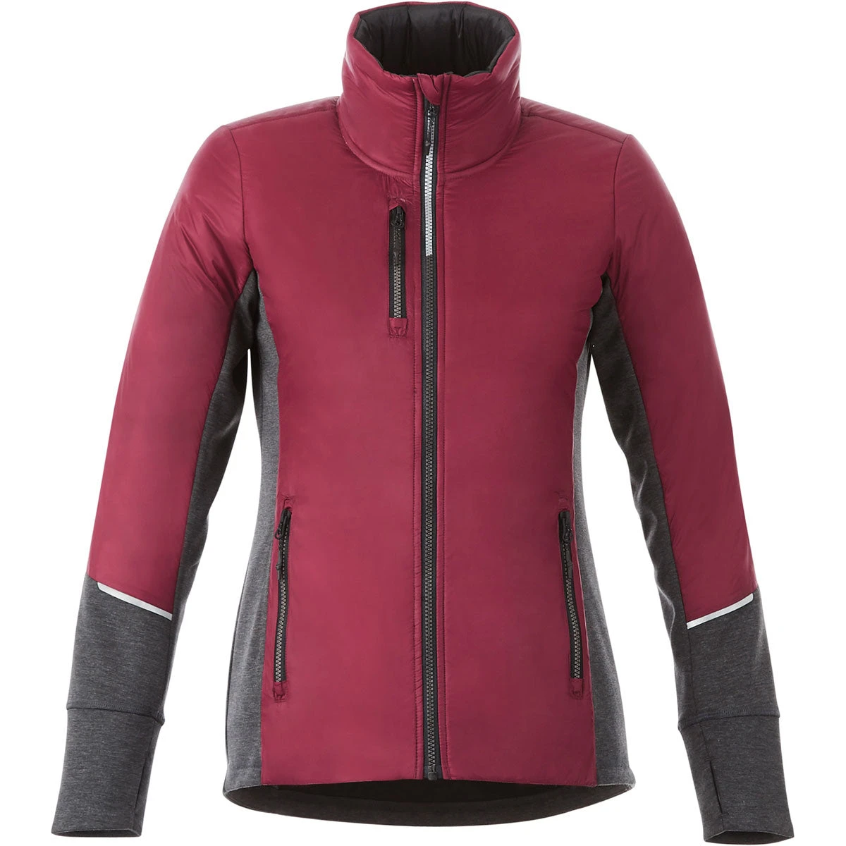 Elevate Women's Maroon/Heather Dark Charcoal Fernie Hybrid Insulated Jacket 3 Elevate Women's Maroon/Heather Dark Charcoal Fernie Hybrid Insulated Jacket