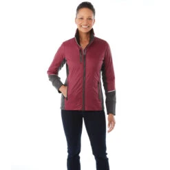 Elevate Women's Maroon/Heather Dark Charcoal Fernie Hybrid Insulated Jacket 9 Elevate Women's Maroon/Heather Dark Charcoal Fernie Hybrid Insulated Jacket -Elevate TM99555 384 HTF